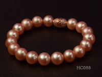 10-11mm AAA pink round pearl bracelet