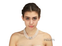 9-10mm AAA round pearl three-row necklace with sterling silver clasp