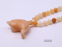 Yellow Jade Necklace with Dolphin Pendant