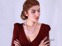 8-12mm Round Rose Quartz Beads Necklace