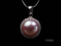 12.5mm Lavender Round Freshwater Pearl Pendant with a Gilded Pendant Bail