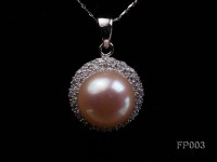 12.5mm Pink Round Freshwater Pearl Pendant with a Gilded Pendant Bail