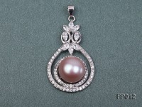 13mm Lavender Round Freshwater Pearl Pendant with a Silver Pendant Bail
