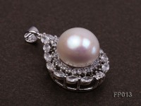 15mm White Round Freshwater Pearl Pendant with a Silver Pendant Bail