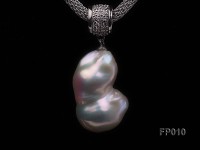 16x21mm White Baroque Freshwater Pearl Pendant with a Silver Pendant Bail