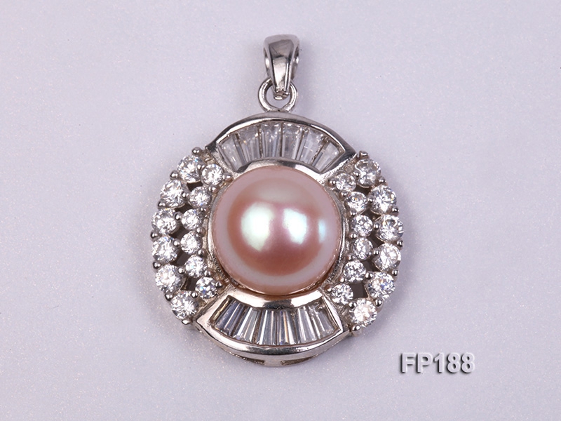 12mm Pink Round Freshwater Pearl Pendant with a Gilded Silver Pendant Bail