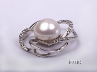 12mm White Round Freshwater Pearl Pendant with a Gilded Silver Pendant Bail