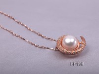 14mm White Round Freshwater Pearl Pendant with a Gilded Silver Pendant Bail