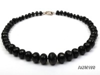 8-18mm black flat faceted agate necklace