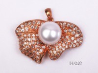 12mm White Round Freshwater Pearl Pendant with a 18K Gilded Pendant Bail