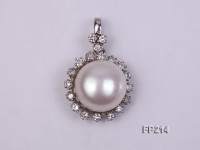 12mm White Flat Freshwater Pearl Pendant with a Gilded Silver Pendant Bail
