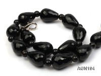 13x17mm black drop shape faceted agate necklace