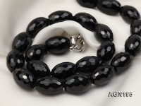 12.5x18mm black rice shape faceted agate necklace
