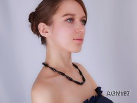 10x30mm black drop shape faceted agate necklace