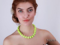 16mm Green Round Carved Turquoise Necklace
