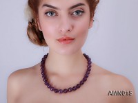 12mm Round Faceted Amethyst Beads Necklace
