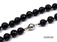8mm black round shape faceted agate necklace