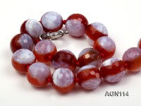 15.5mm red with cream overtone round agate necklace