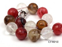 18mm Round Faceted Cherry Quartz Crystal and Tiger-Eye Stone Necklace