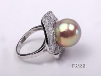 Luxurious 14mm Top Shiny Pearl Ring with Sterling Silver