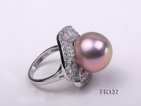 Luxurious 15mm Lavender Round Top Shiny Pearl Ring with Sterling Silver