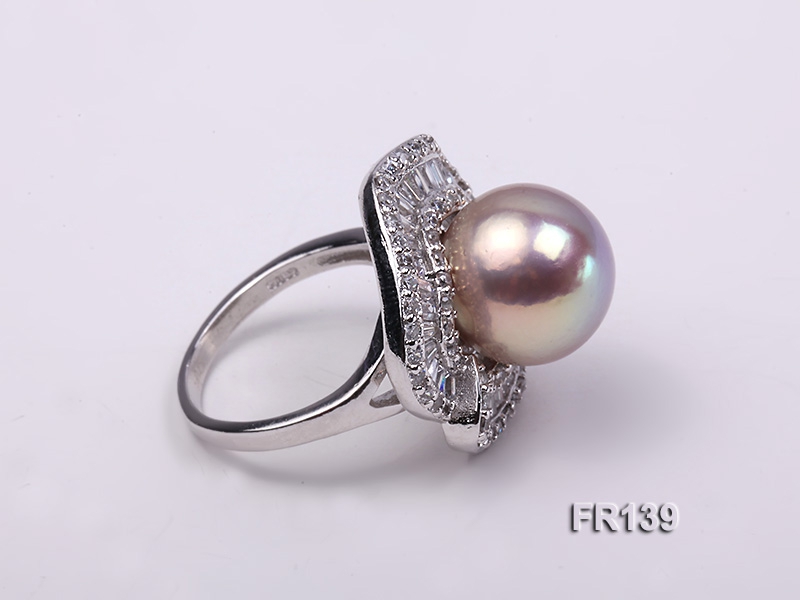 Luxurious 15mm Top Shiny Pearl Ring with Sterling Silver