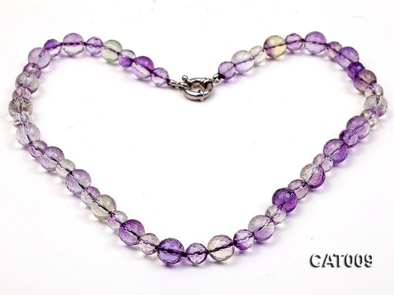 10mm & 8mm Round Faceted Ametrine Beads Necklace