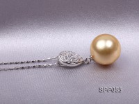 12-13mm Golden South Sea Pearl Pendant with 925 Sterling Silver