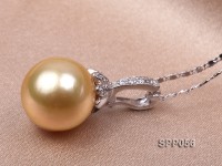 12.5mm Golden South Sea Pearl Pendant with 925 Sterling Silver