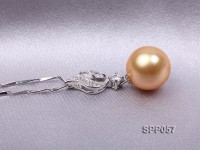 12mm Golden South Sea Pearl Pendant with 925 Sterling Silver