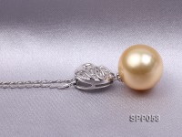 13.5mm Golden South Sea Pearl Pendant with 925 Sterling Silver