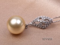 12mm Golden South Sea Pearl Pendant with 925 Sterling Silver