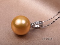 14mm Golden South Sea Pearl Pendant with 925 Sterling Silver
