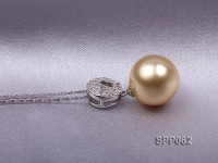 13.2mm Golden South Sea Pearl Pendant with 925 Sterling Silver