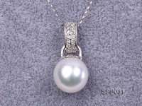 15mm White South Sea Pearl Pendant with 925 Sterling Silver and Zircon