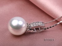 15mm White South Sea Pearl Pendant with 925 Sterling Silver and Zircon
