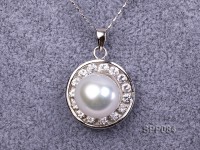 12.5mm White South Sea Pearl Pendant with 925 Sterling Silver and Zircon