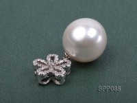 14.2x15mm White South Sea Pearl Pendant with 925 Sterling Silver and Zircon