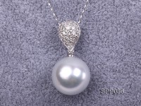16mm White South Sea Pearl Pendant with 925 Sterling Silver and Zircon