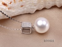 14.5mm White South Sea Pearl Pendant with 925 Sterling Silver and Zircon