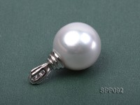 16.8mm White South Sea Pearl Pendant with 925 Sterling Silver and Zircon