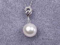 14mm White South Sea Pearl Pendant with 925 Sterling Silver and Zircon