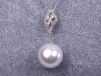16.2mm White South Sea Pearl Pendant with 925 Sterling Silver and Zircon