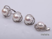 12.5mm White Round Freshwater Pearl Pendant, Ring and Earrings Set
