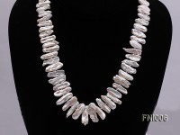 Classic 4.5×13.5-7.5x20mm White Tooth-shaped Freshwater Pearl Necklace