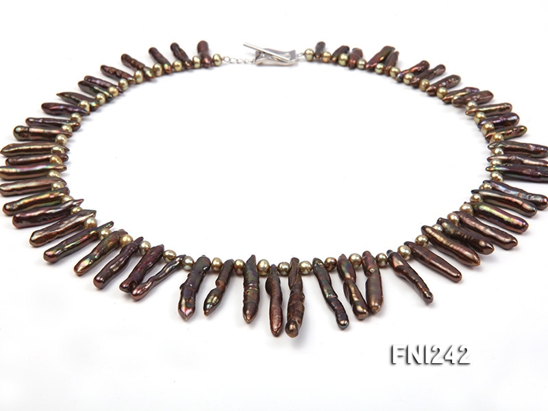 Classic Brown Stick-shaped and Round Freshwater Pearl Necklace