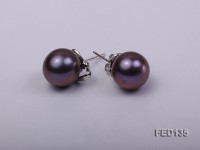 11mm Purple Round Freshwater Pearl Earring