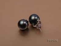 10.5mm Peacock Green Round Freshwater Pearl Earring