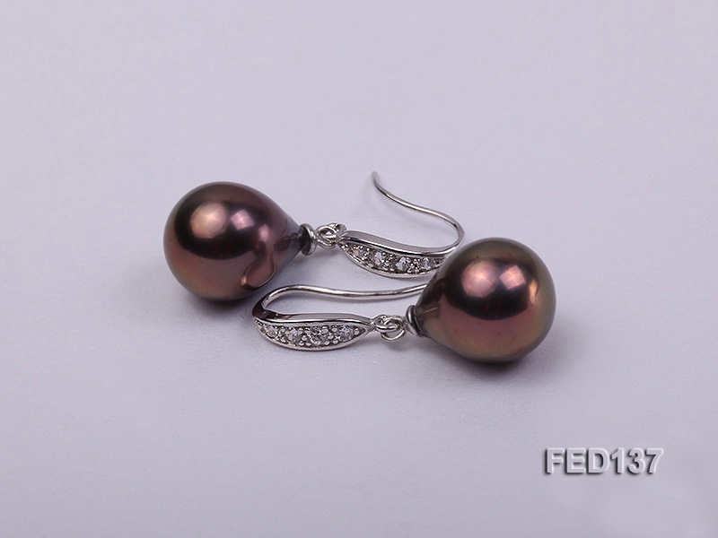 11×13.5mm Purple Drop-shaped Freshwater Pearl Earring