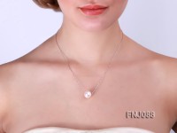 Silver Chain Necklace with a 12mm White Round Freshwater Pearl Pendant